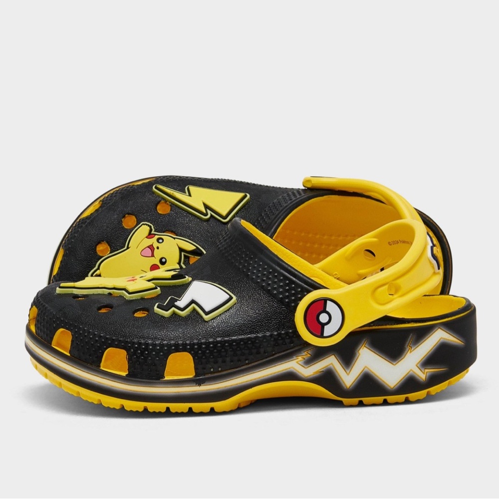Kids Pikachu Black and Yellow Crocs